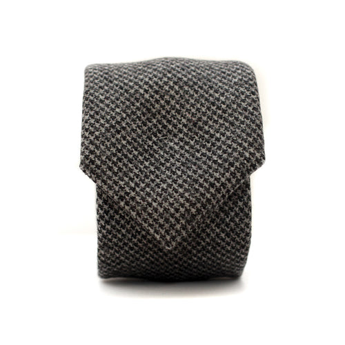 Neck Tie in Grey Houndstooth Wool