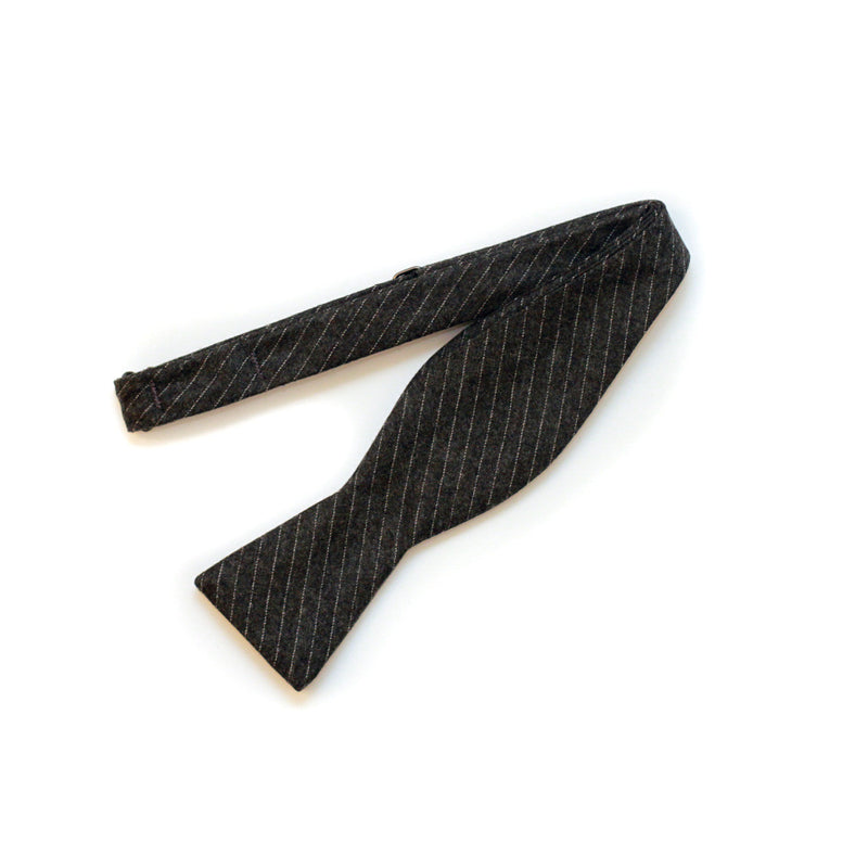 Bow Tie in Olive Chalk Stripe Wool