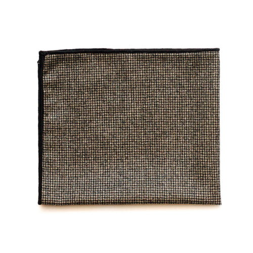Pocket Square in Brown Houndstooth English Wool