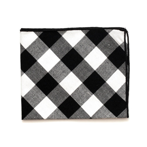 Pocket Square in Black Gingham Soft Cotton