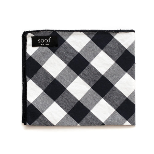 Pocket Square in Navy Gingham Soft Cotton