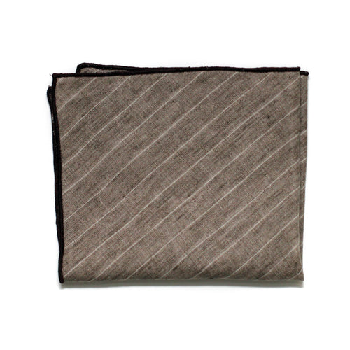 Pocket Square in Desert Brown Striped Linen