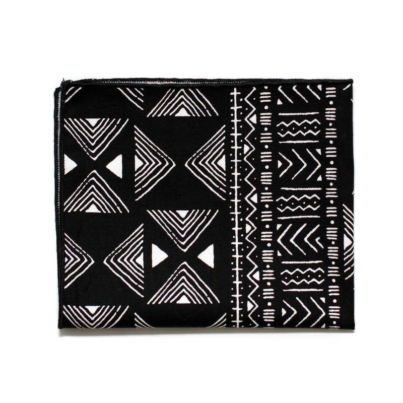 Pocket Square in Black & White Bogolan Cotton