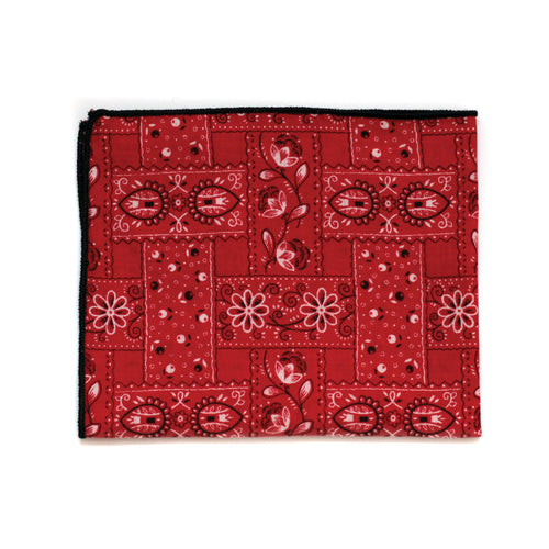 Pocket Square in Red Japanese Paisley